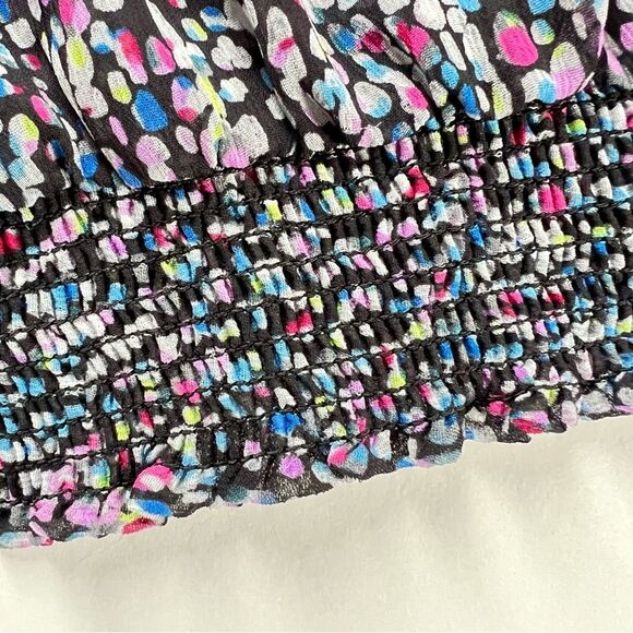 The Limited Black Multicolor Sheer Tie Front Three Quarter Length Sleeve - Picture 4 of 10